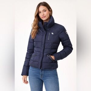 Abercrombie & Fitch Navy Blue Puffer Jacket Women’s Winter Coat Size Small